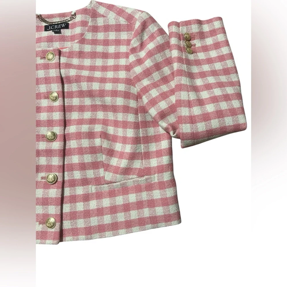 J.Crew Louisa Lady Jacket in Gingham Terry Tweed - Size 4 - Picture 8 of 11
